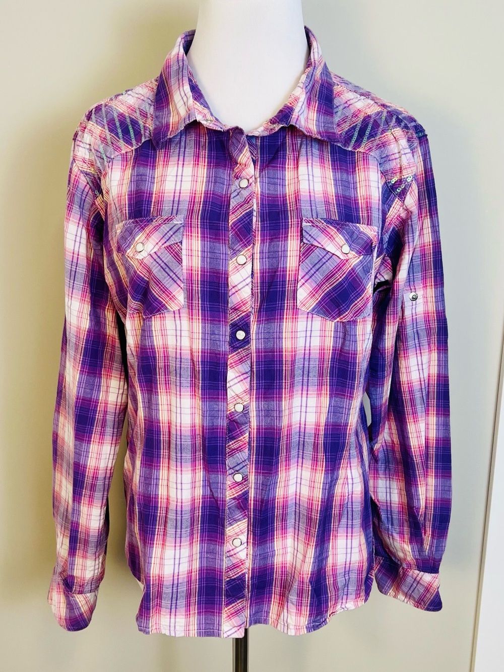 Panhandle Purple Plaid Western Button-Up Shirt